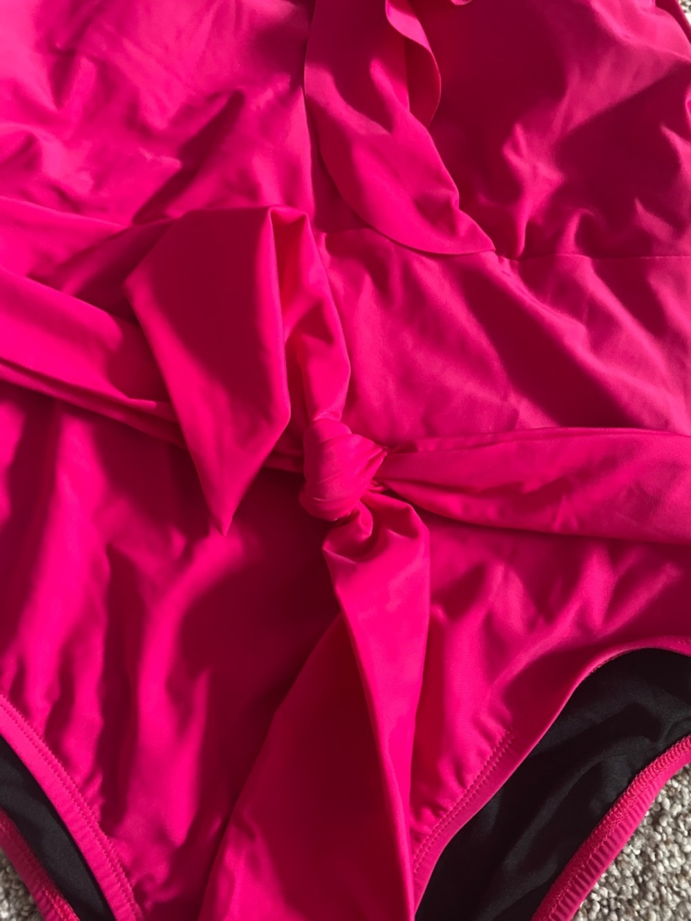 Fuchsia One-Piece Swimsuit with Waist Tie - Picture 4 of 10
